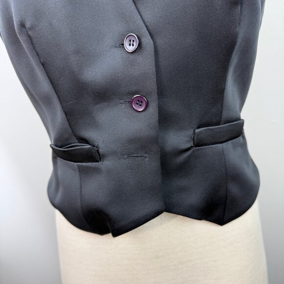 Vintage Albert Capraro 2-Piece Vest & Blazer Set Black Wool? Size 8 - Picture 9 of 14